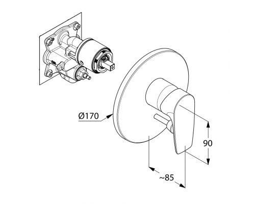 Встраиваемый смеситель для ванны и душа Kludi Pure&Solid 346500575
