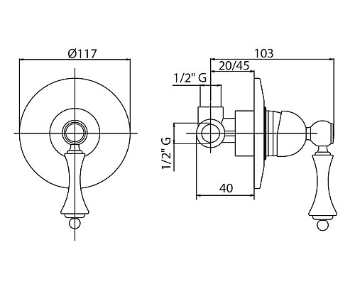 Смеситель для душа Cezares MARGOT-DIM-02-Bi