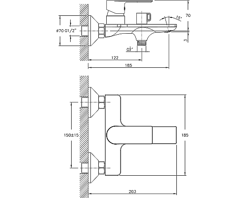 Смеситель для ванны Haiba HB60505-8 Белый Хром