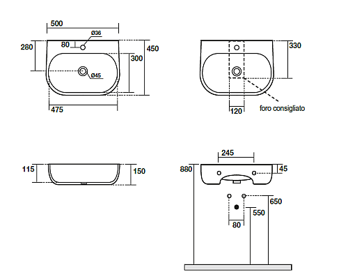 Раковина Kerasan Nolita 534001 50 белый