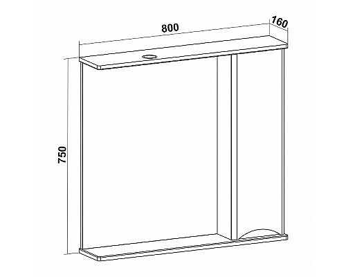 Зеркало со шкафом Runo Афина 80 R 00-00001172 с подсветкой Белое