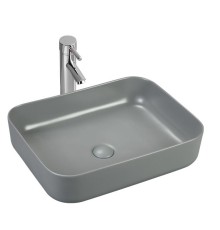 Раковина SinteSi накладная серая матовая 500x400x130, без отверстия под смеситель