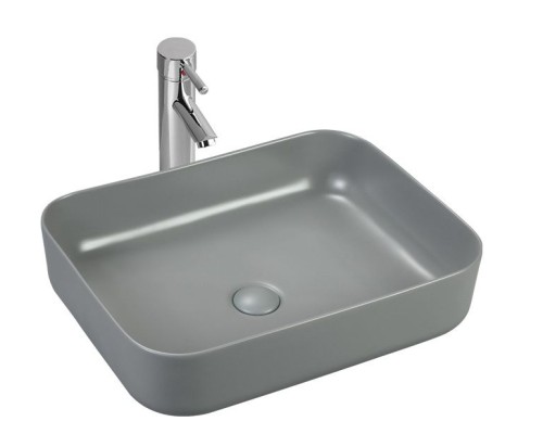 Раковина SinteSi накладная серая матовая 500x400x130, без отверстия под смеситель