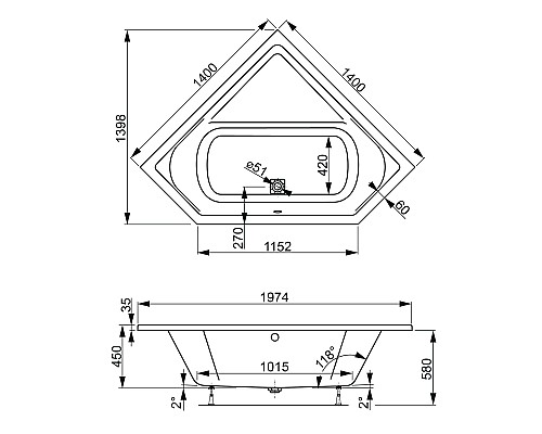Акриловая ванна VAGNERPLAST CAVALLO CORNER 140 VPBA140CAV3X-04