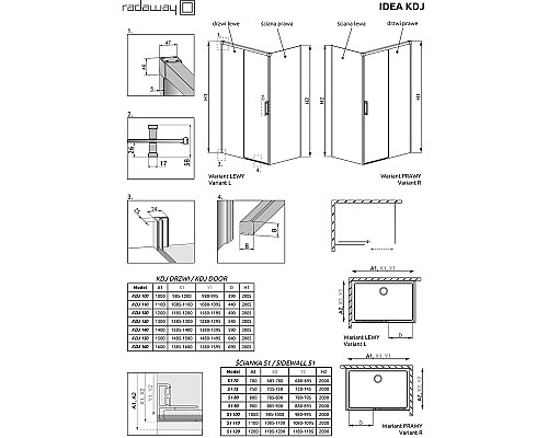 Душевая стенка Radaway Idea S1 100 R 387052-01-01R профиль Хром стекло прозрачное