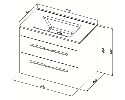 Тумба под раковину Aquanet Августа 80 277508 подвесная Белый глянец
