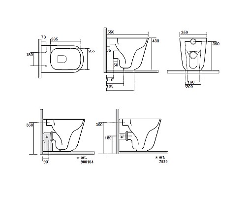 Унитаз Kerasan Tribeca 511830 приставной Белый матовый без сиденья
