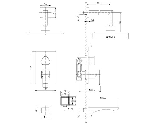 Смеситель Lemark Contest LM5822CW для ванны и душа, встраиваемый