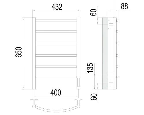 Полотенцесушитель Terminus Электро Классик П6 400х650