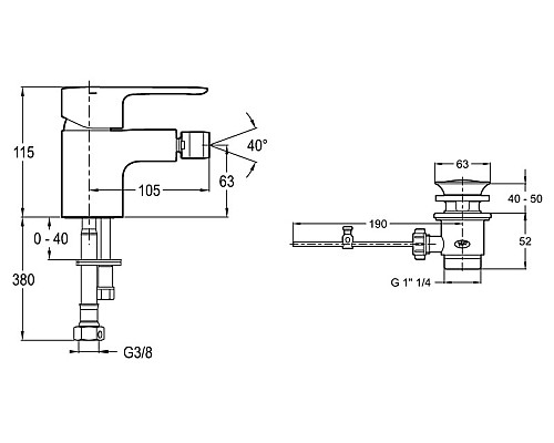 Смеситель для биде Jacob Delafon E160284CP