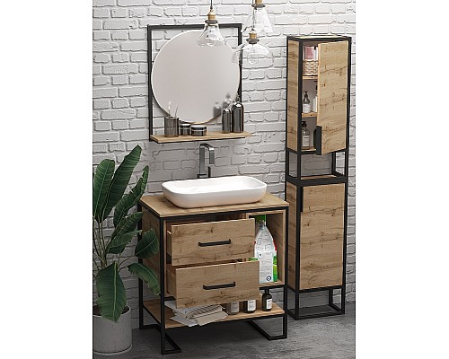 Шкаф пенал 1MarKa Grunge Loft 35Н/П Ц0000007988 Дуб Вотан