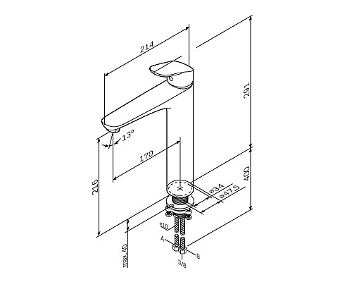 Смеситель для раковины AM.PM Like F8092000 291 мм