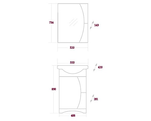 Тумба под раковину Onika Дуэт 50 Бодега светлый Венге