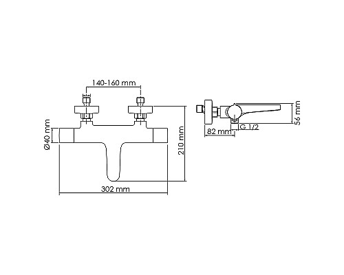 Смеситель для ванны WasserKRAFT Elbe 7411 Thermo с термостатом Черный