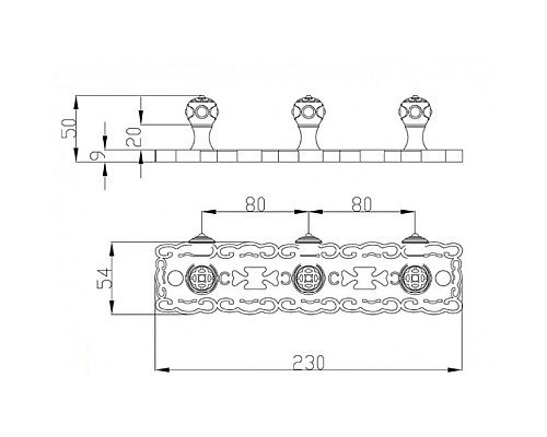 3 крючка на планке ZORG AZR 17 SL