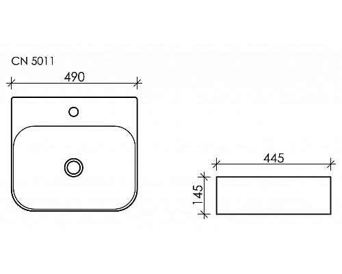 Умывальник накладной пристенный Ceramica Nova Element 490x445 CN5011