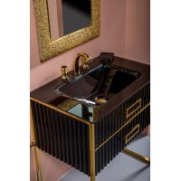Тумба Armadi Art Monaco 80см h84см черная глянец золото под раковину моноблок