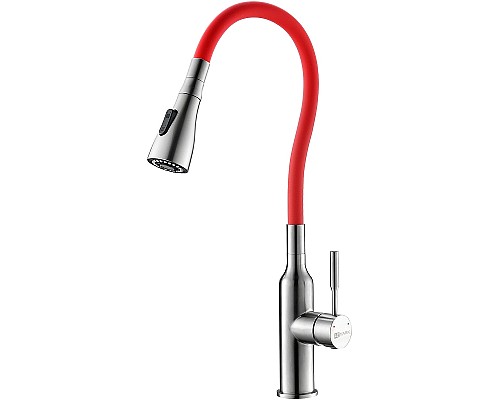 Смеситель для кухни Lemark Expert LM5082S-Red Хром матовый Красный