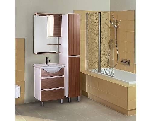 Зеркало со шкафом Onika Элита 60.01 R 206024 с подсветкой Штрокс коричневый Белый