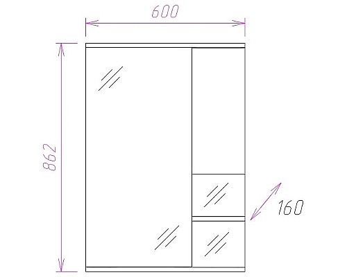 Зеркало со шкафом Onika Элита 60.01 R 206024 с подсветкой Штрокс коричневый Белый