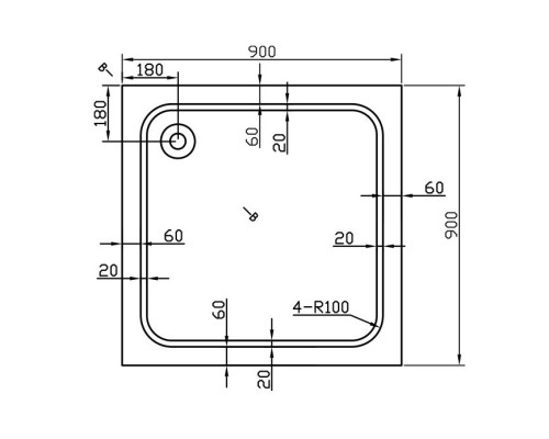 Акриловый поддон для душа Vincea 90x90 Белый, арт