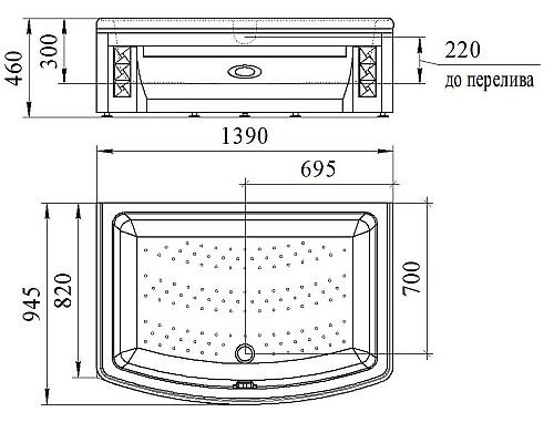 Акриловый поддон для душа Radomir Диана 140x95x46 1-11-0-0-0-014 Белый