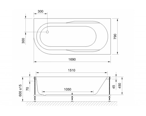 Акриловая ванна Royal Bath Azur De Luxe 170x80 с гидромассажем