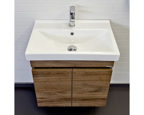 Тумба с раковиной Comforty Осло 60 00-00011149 подвесная Дуб темно-коричневый