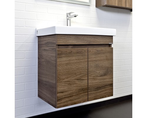 Тумба с раковиной Comforty Осло 60 00-00011149 подвесная Дуб темно-коричневый