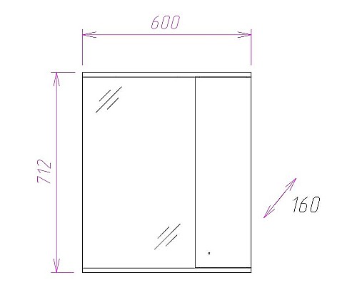 Зеркало со шкафом Onika Ника 60.01 R 206016 c подсветкой Белое