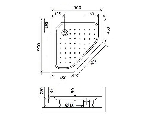 Акриловый поддон для душа RGW Acrylic STYLE-TR 90x90 16180599-11 Белый