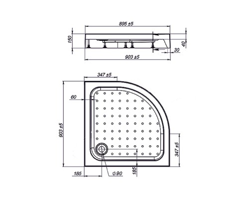 Акриловый поддон для душа Vincea 90x90 Белый, арт