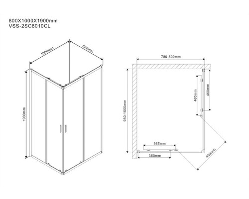 Душевой уголок Vincea Scala 100x80 Хром