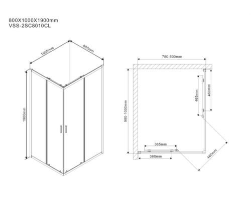 Душевой уголок Vincea Scala 100x80 Хром