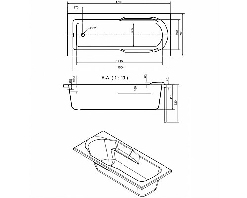 Акриловая ванна Cersanit Santana 170x70 63325