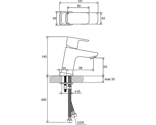 Смеситель для раковины Ravak 10° Free TD F 012.00 X070127 Хром