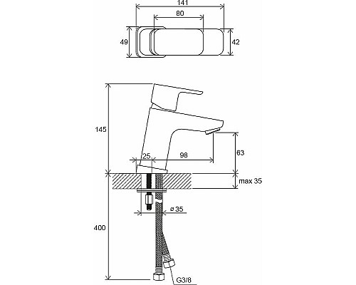 Смеситель для раковины Ravak 10° Free TD F 012.00 X070127 Хром