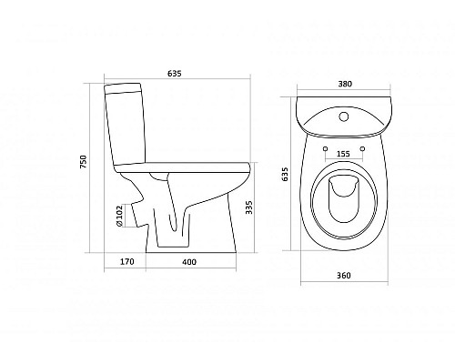 Унитаз компакт Santek Анимо 1.WH30.2.134 с бачком и сиденьем