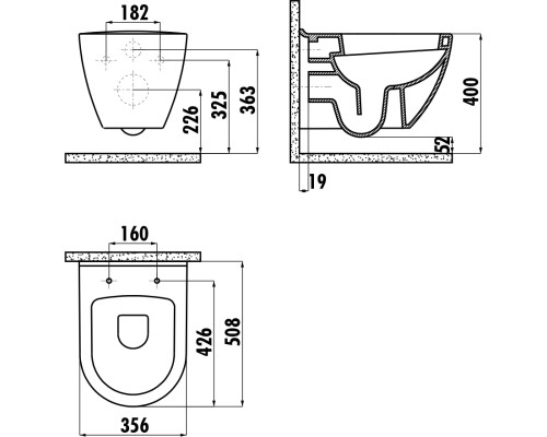 Унитаз Creavit Terra TP325-11CB00E-CA00 подвесной Белый с декором без сиденья