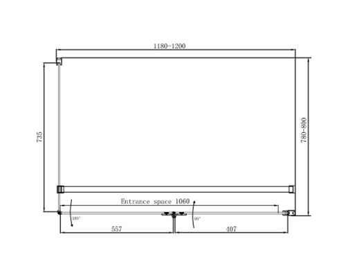 Душевой уголок Ambassador Diamond 120х80 12011107R профиль Хром стекло прозрачное