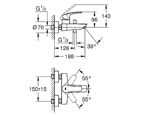 Смеситель для ванны Grohe Eurosmart 33300003 Хром