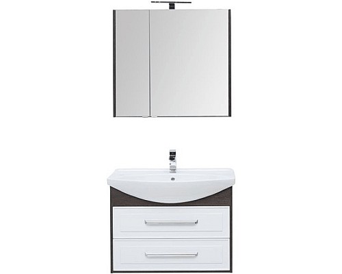 Тумба под раковину Aquanet Остин 85 200908 подвесная Белый глянец Дуб кантербери