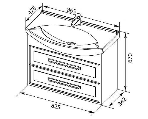 Тумба под раковину Aquanet Остин 85 200908 подвесная Белый глянец Дуб кантербери
