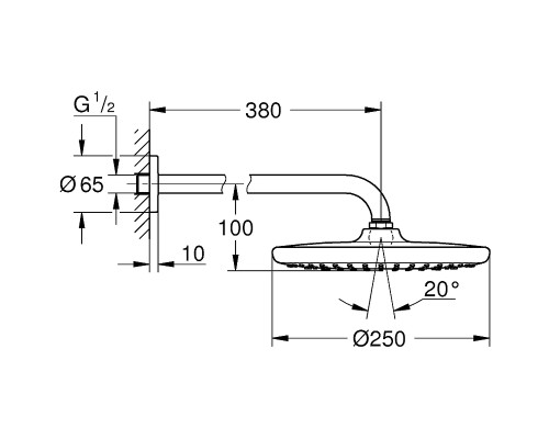 Верхний душ Grohe Tempesta 250 Cube 26668000 Хром