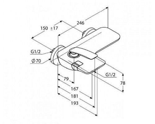 Однорычажный смеситель для ванны и душа Kludi Balance 524459175