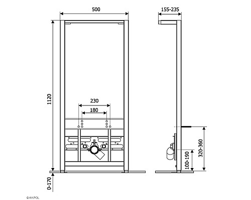 Инсталляция KK POL ZPO/706/0/K для биде без клавиши смыва