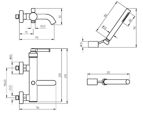 Смеситель для ванны Migliore Ermitage Mini 30851 Черный матовый