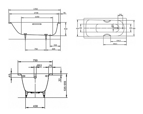 Ванна стальная Kaldewei Saniform Plus Star 170x75 133600013001