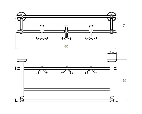 Полка для полотенец Migliore Fortuna 27713 Бронза