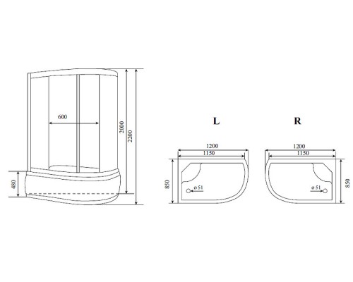 Душевая кабина Timo Lux 120x85 T-7720L с гидромассажем